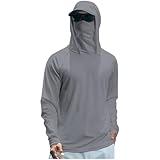 Camisa Con Capucha para Hombre UPF 50 Fall Hiking Winter Clothing Construction Shirts Sun Protection Long Sleeve Face Mask Fishing Hoodie Camisas De Trabajo para Hombre Con Gorro A Gray