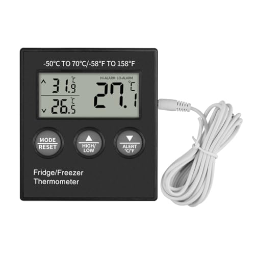 Kdouehg Mini termostato para frigorífico, termómetro digital electrónico para frigoríficos, alarma de temperatura alta/baja -50-70 ℃