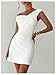 GORGLITTER Women's Sexy Off The Shoulder Bodycon Mini Dress Sleeveless Ruched Birthday Cocktail Party Pencil Short Dress White Small