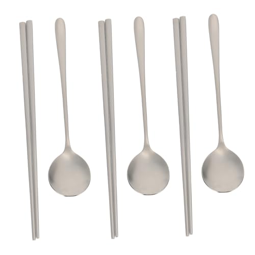 Alipis 1 Juego De 6 Palillos Y Cucharas De Acero Inoxidable Reutilizables Organizador De Cajones Para Utensilios De Cocina Cubiertos Cucharas Ranuradas Vajilla Utensilios Cucharas