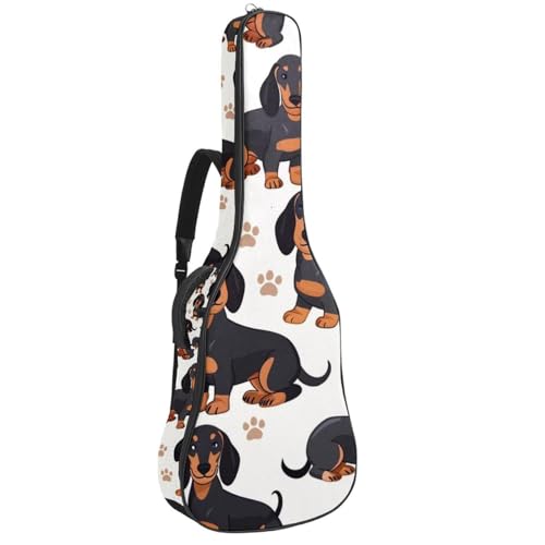 Étui guitare acoustique 109 cm motif teckel imprimé en tissu Oxford imperméable