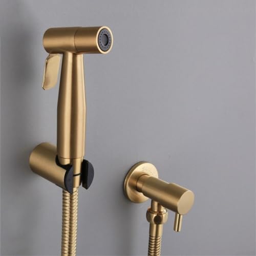 Pulvérisateur de bidet portable pour l'hygiène, en acier inoxydable, matériau ABS, doré (bidet simple)