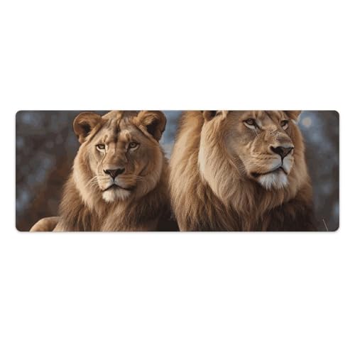 Tapis de souris de jeu XXL Deux Lions LED avec base antidérapante