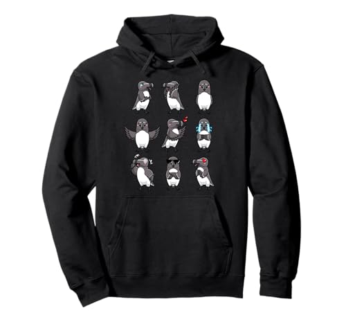 Razorbill Kawaii Emociones Amantes de los pájaros Caras de animales lindos Sudadera con Capucha