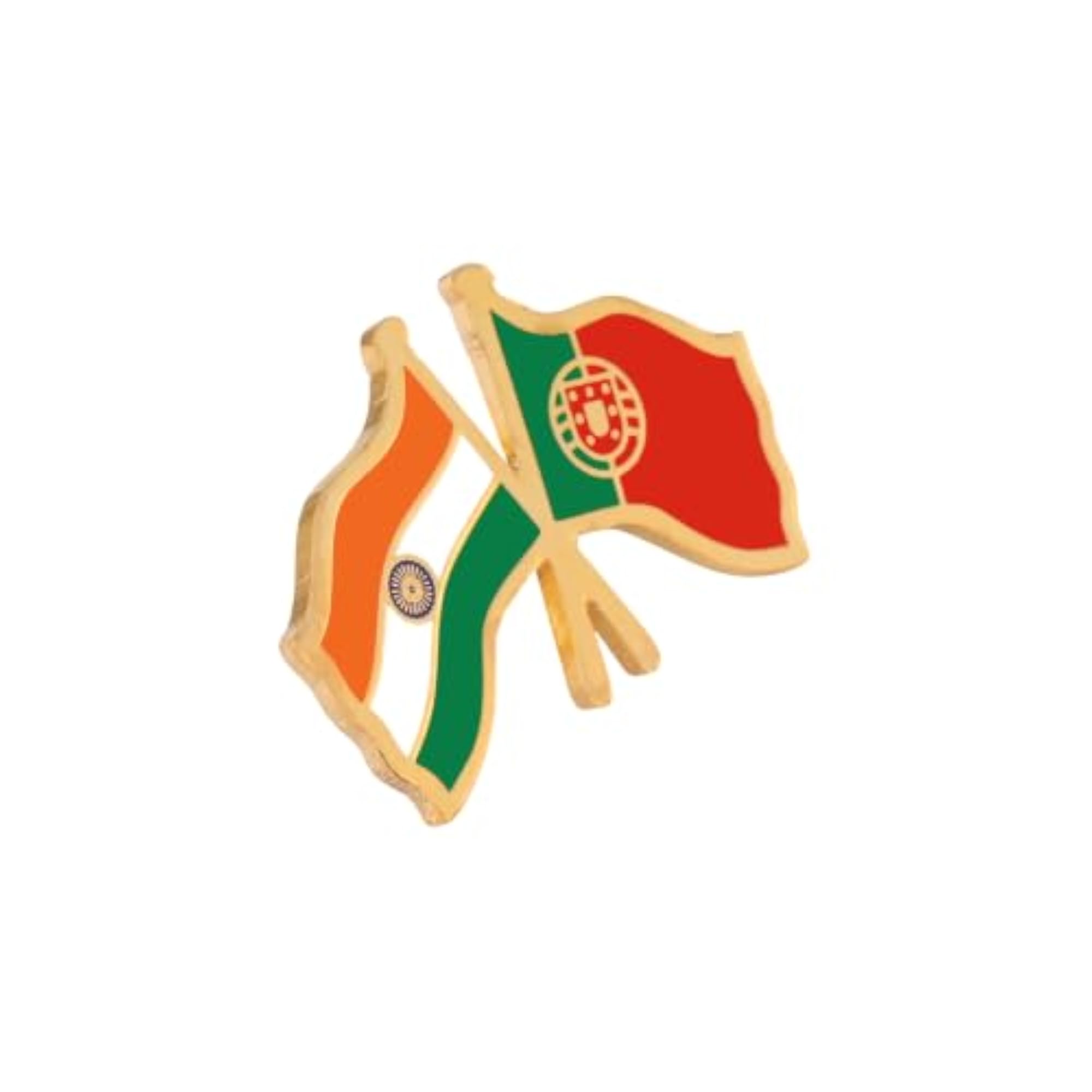 Portugal Twin Flag Brass Lapel Pin Enamel Brooch