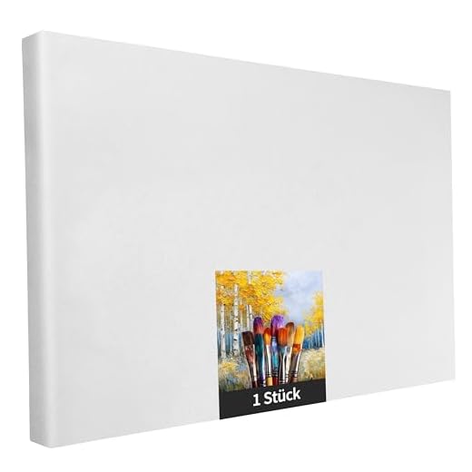 Keilrahmen Set aus 1 Stück in 120x180 cm, weiße Künstlerleinwand aus Polyester, zum Bemalen, fertig bespannt, geeignet für Acrylfarben oder Textilfarben, DIY Projektbedarf für Maler und Künstler