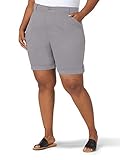 Lee Women's Size Flex-to-Go Relaxed Fit Utility Bermuda Short, Alloy, 14 Plus Medium