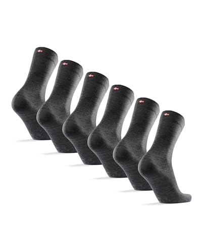 DANISH ENDURANCE 3 Pack Calcetines Lana Merino Clásicos, Traspirables, Calcetines Trabajo Hombre y Mujer, Gris, 43-47