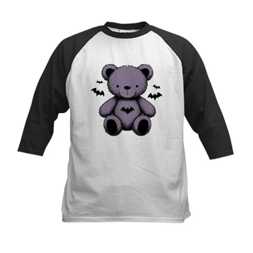 CafePress Batty Bear Purple Baseball Jersey Kids Cotton Baseball Jersey, 3/4 Raglan Sleeve Shirt