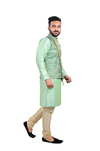 Image of Sadree Silk Men's Kurta Pajama Waistcoat or Nehru Jacket Set