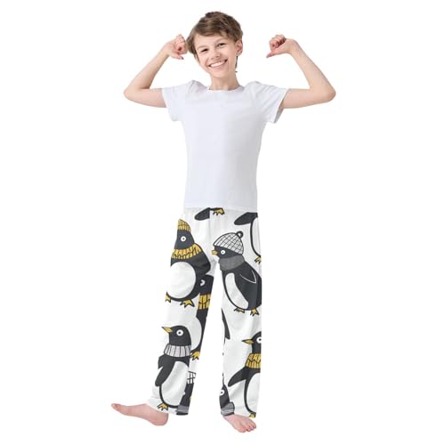 ZZXXB Winter Penguin Boys Long Pants Soft Trousers Elastic Waist Kids Lounge Bottoms with Pockets S-XL2