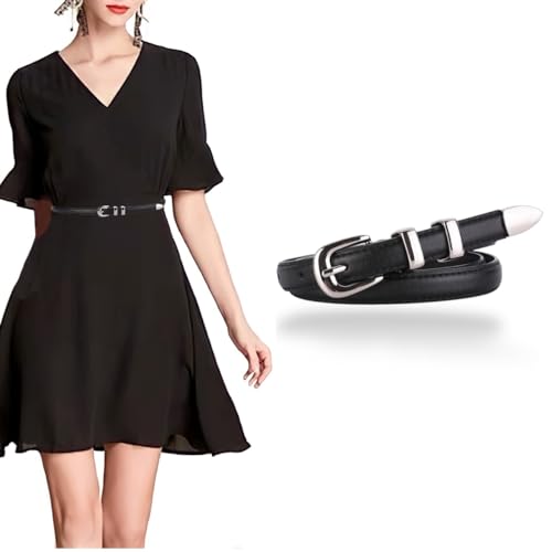 Women's Skinny Western Leather Belt Dress Pants Waist Belt Silver Chrome Buckle Leather Soft Waistband2