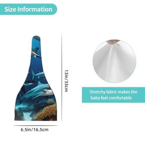 Newborn Baby Hat, Submarine Shark Coral Print Soft Top Knot Beanie Cap, Cute Baby Headwear for 0-6 Months4