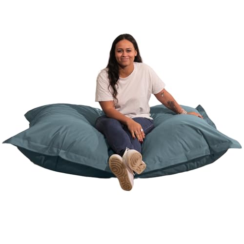 Bananair Pouf Extérieur Imperméable Géant - Confortable, Polyvalent, Anti-UV, Déhoussable - Pouf XXL de Jardin - Gros Coussin Extérieur Garni de Mousse - 180 x 140 cm - Gris Foncé