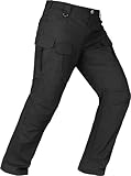 Men's Tactical Pants Water Resistant Stretch Cargo Ripstop Pants Lightweight Outdoor Military EDC Work Hiking Pants Black 34W×30L