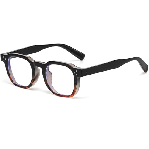 Image of AIEYEZO Retro Blue Light Glasses for Men Women Square Thick Framed Eyeglasses Trendy Vintage Computer Glasses