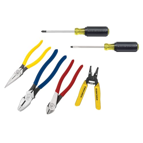Klein Tools 92906 Tool Set, Basic Kit has Klein Hand Tools for Apprentice or Home: Pliers, Wire Stripper / Cutter, Screwdrivers, 6-Piece