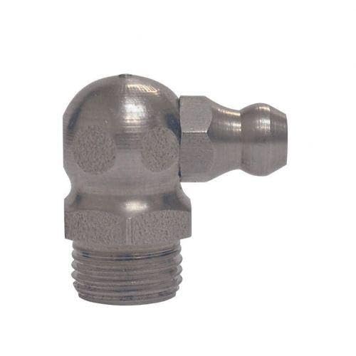 Graisseur hydraulique 90° DIN 71412 H3 en acier pour maintenance de châssis agricole