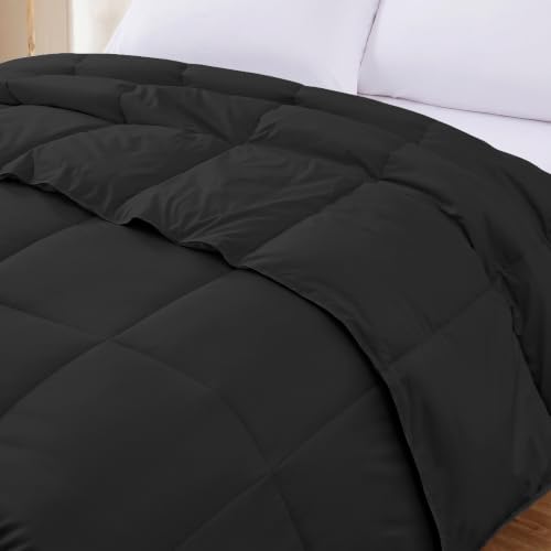 Image of Modern Threads Comforter Duvet Insert, Reversible Quilted Down Alternative Comforter with Corner Tabs, All Season Bedding, Queen, Black