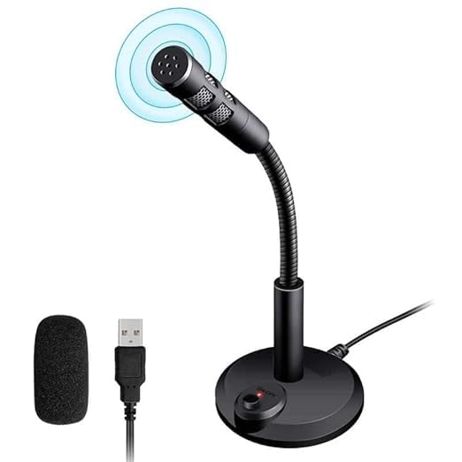 Drumstone 𝟏 𝐲𝐞𝐚𝐫 𝐰𝐚𝐫𝐫𝐚𝐧𝐭𝐲, USB Desktop Microphone with One-Touch Mute & LED Indicator, 360° Flexible Gooseneck Mic for PC Laptop, YouTube, Gaming, Online Classes, Black-image-49