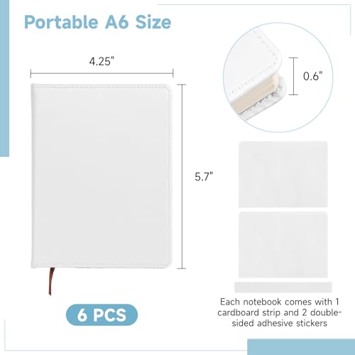 Cuadernos de sublimación blancos A6 de tapa dura para agendas y diarios 6 uds 6