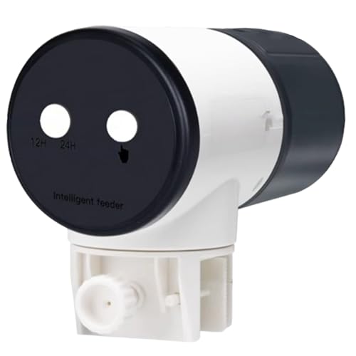 Alimentador automático de peces, dispensador automático de alimentos de tanque pequeño de 15 x 11 cm, día festivo de gran capacidad, pellets de polvo, control de temporizador, salida ajustable