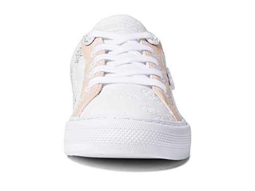 GUESS Women's Loven Sneaker, White/Pink, 38 EU