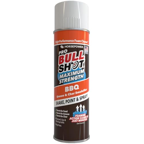 Bull Shot BBQ MAX Pro Super-Concentrated Foaming Grill Cleaner AS SEEN ON TV Made in USA Shake Point & Spray Emulsifies Grease & Char on Grills Stove Burners Drip Pans & More