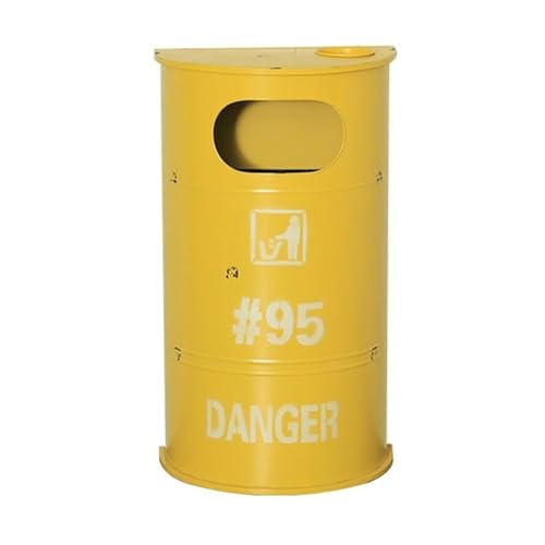 Poubelle extérieure avec cendrier en fer jaune contre mégots et déchets