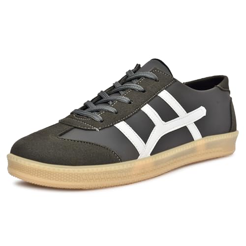 Image of Leatherkraft Men Low-Top Lace-Up Sneakers Grey