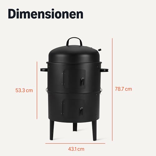 Amazon Basics Outdoor-Smoker, 1 Stück, 40.6 cm, Schwarz 5