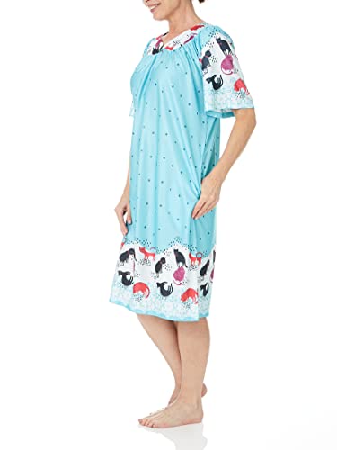 Image of AmeriMark Casual Women's Patio Muumuu House Dress Loose Comfortable Short Sleeve Sun Dress Lounger Gown Sleepwear for Ladies