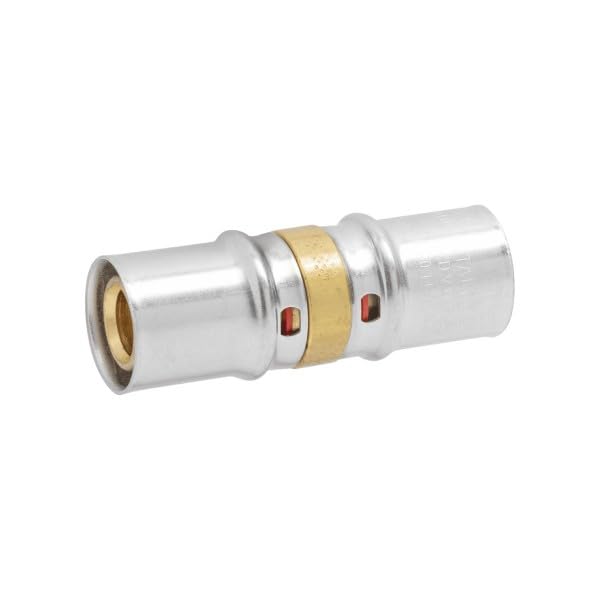 Confezione 10 Pezzi Niples Raccordo Dritto Doppio a Pressare per Tubo Multistrato Acqua Ø16mm Ø20mm Ottone per impianti idraulici (Ø16mm)