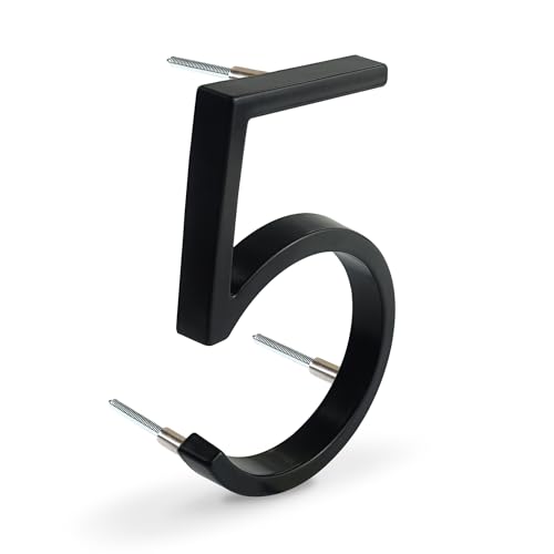 HASWARE 5 Pouce (12cm) NuméRo De Maison Flottant: Chiffres De Porte Modernes - Signalisation Pour Le Bureau De Poste De Rue (Noir AméLioré, 5)