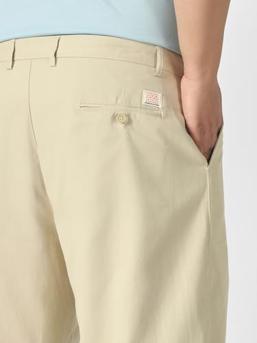 Image of Urbano Plus Men's Loose Mid Rise Baggy Fit Solid Chino Trousers Non-Stretchable