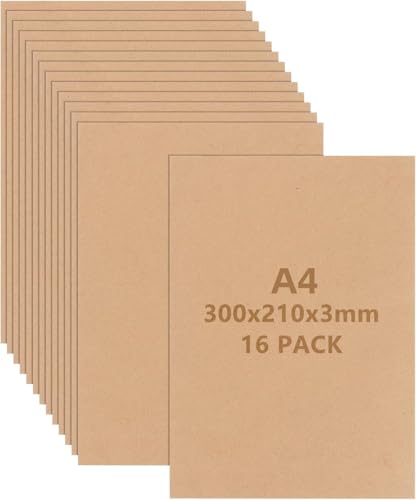 LOPYXBR 16 placas de madera MDF A4 de 30 x 21 cm, placas de madera de 3 mm, para manualidades, para láser, enrutadores CNC, modelado, pintura y decoración