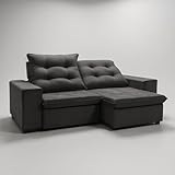 Sofá Conforto Plus, Prático e Versátil 2 Lugares Reclinável e Retrátil Aurora Veludo LIMOV Perfeito para Salas Pequenas (Chumbo)