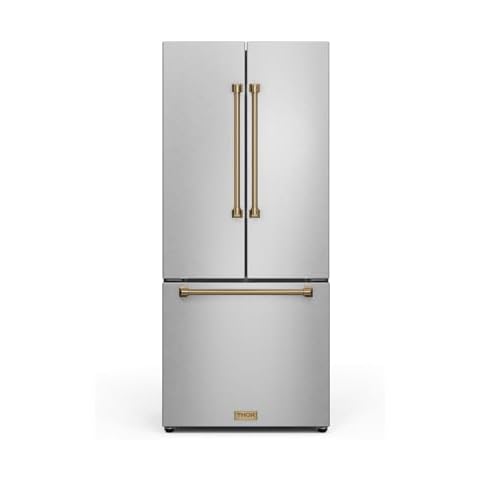 Thor Kitchen Gordon Ramsay 30 Inch 17.7 cu ft French Door Counter Depth Refrigerator with Ice Maker in Stainless Steel/Bronze Cover