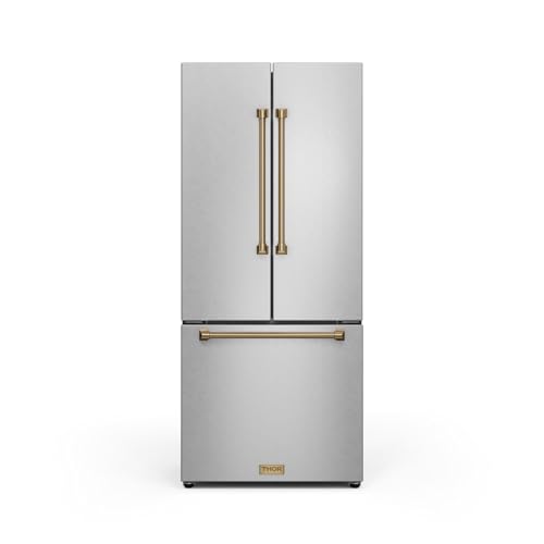Thor Kitchen Gordon Ramsay 30 Inch 17.7 cu ft French Door Counter Depth Refrigerator with Ice Maker in Stainless Steel/Bronze