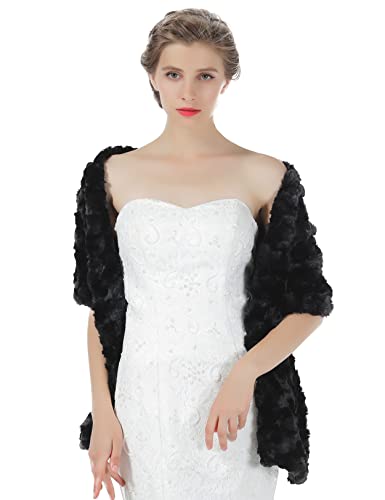 BEAUTELICATE Faux fur Shawl For Women Wedding Bridal Wrap Stole Shrug Warm Winter Cover Up for Evening Dress
