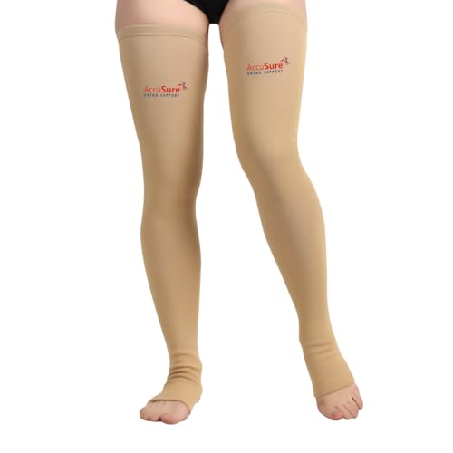 Image of AccuSure Medical Compression Varicose Vein Stockings (Anatomical Shape,Easy to use, Non Slippagen, Durable)-Thigh Length for Varicose Veins Can Be Used By Men & Women