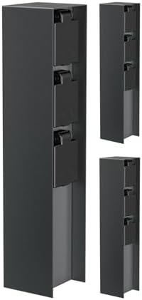ledscom.de 3X Garten Steckdosensäule POMI für außen, IP44, 3-Fach, Edelstahl, anthrazit, eckig, 33 cm