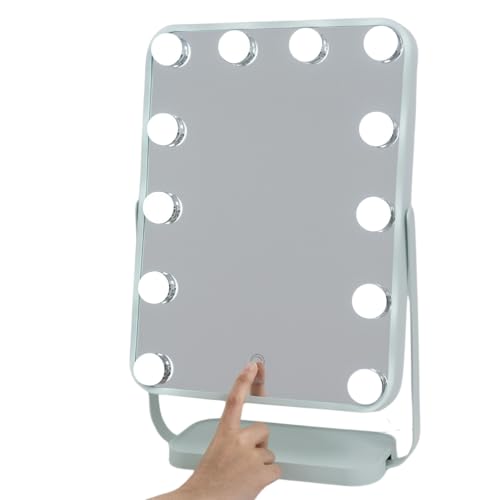 Aplike - Espejo Maquillaje con Luz, Espejo Tocador Hollywood Studio con Luz LED Regulable, Control Táctil, Rotación 360º, Bajo Consumo (Aguamarina)