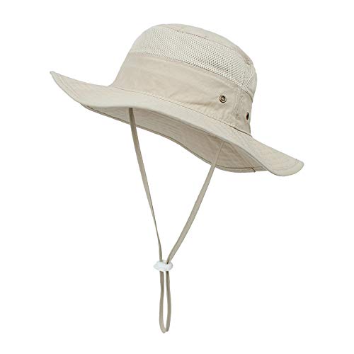Zando Toddler Sun Hat For Boys Baby Outdoor Sun Protection Upf50+ Girls Cap Wide Brim Summer Beach Bucket Hats Beige 4-8 Years #TOP3