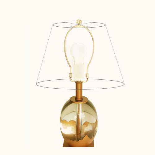 Image of GY & CK 9 Inch Lamp Shade Harp for Table and Floor Lamps, Heavy Duty Lamp Shade Bracket with Standard Harp Saddle and Lamp Finial, Detachable Lamp Shade Holder and Finial Set, Brass, 2 Pack
