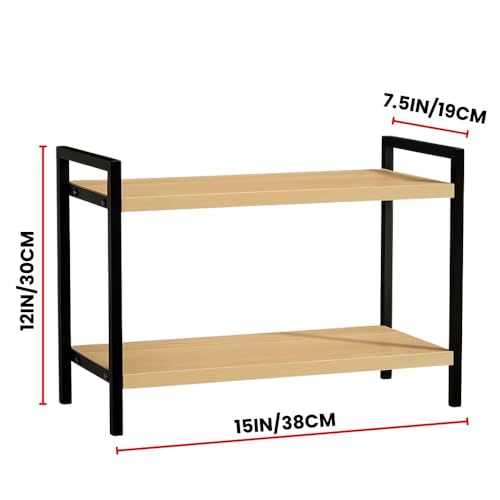 Image of Decorlay Kitchen Countertop Storage Organizer Laminated Board with Metallic Frame, Space-Saving Rack for Spice Bottles & Condiments | Beech & Black | Pack of 1