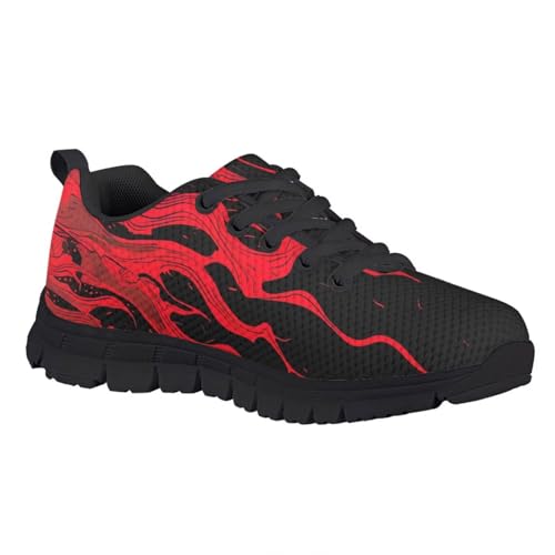 Pointodoor Boys Red Fire Shoes Kids Sneakers Slip on Tennis Running Mesh Shoes Soft Athletic Fashion Sport Sneaker Trainer