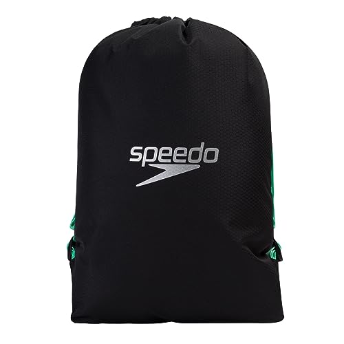 Speedo Unisex-Adult Pool Bag | Swim Bag | Kit Bag, Black/Green Glow, One Size