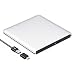 ROOFULL External DVD Drive USB 3.0 Slim Aluminum Portable CD DVD +/-RW Optical Drive Burner Writer Player, Compatible for Windows 10 8 7 Laptop Computer PC of HP Dell LG Asus Acer LG Lenovo, Silver
