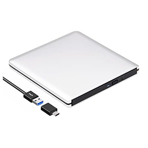 ROOFULL External CD DVD Drive USB 3.0 & USB-C Ultra Slim Aluminum Portable DVD CD ROM +/-RW Optical Drive Burner Reader Writer for Apple Mac MacBook Pro/ Air, iMac, Windows 11/10/8/7 Laptop PC, Silver